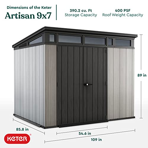 Keter Artisan 9x7 Foot Large Outdoor Shed with Floor