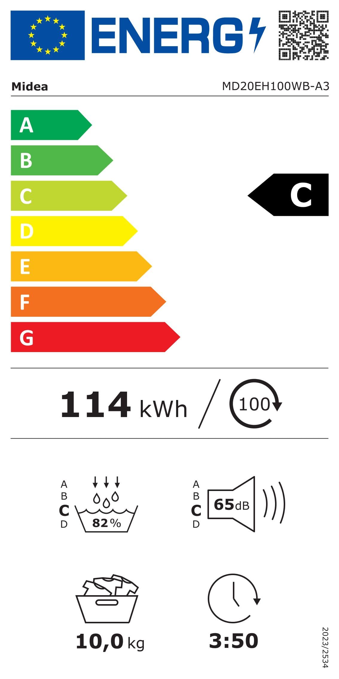 Midea Wärmepumpentrockner 8 kg Energieklasse C Fernsteuerung MD20EH80WB-A3
