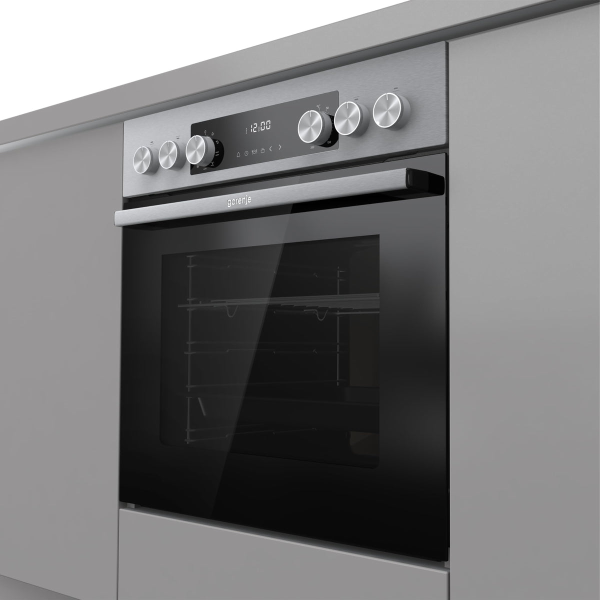 Gorenje Einbauherd-Set Heißluft Inox Set 4 mit Glaskeramik-Kochfeld / 77L / ExtraSteam / GentleClose & Open