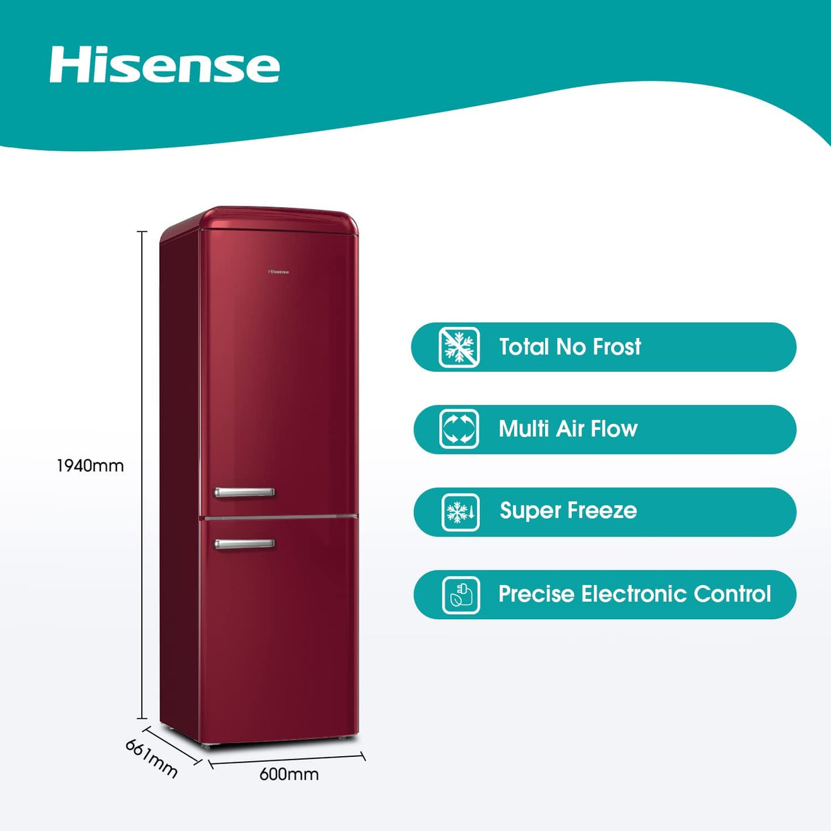 Hisense Retro Freestanding Fridge Freezer
