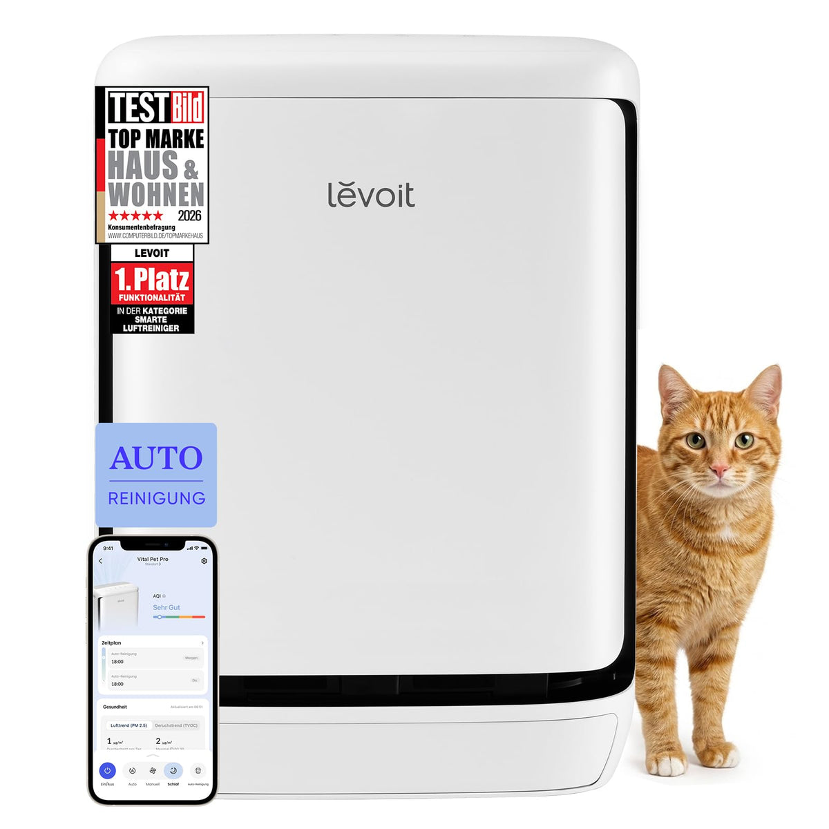 Levoit Core 300S Luftreiniger Allergiker mit APP, Auto-Modus, bis 50γ‘, WeiΓ