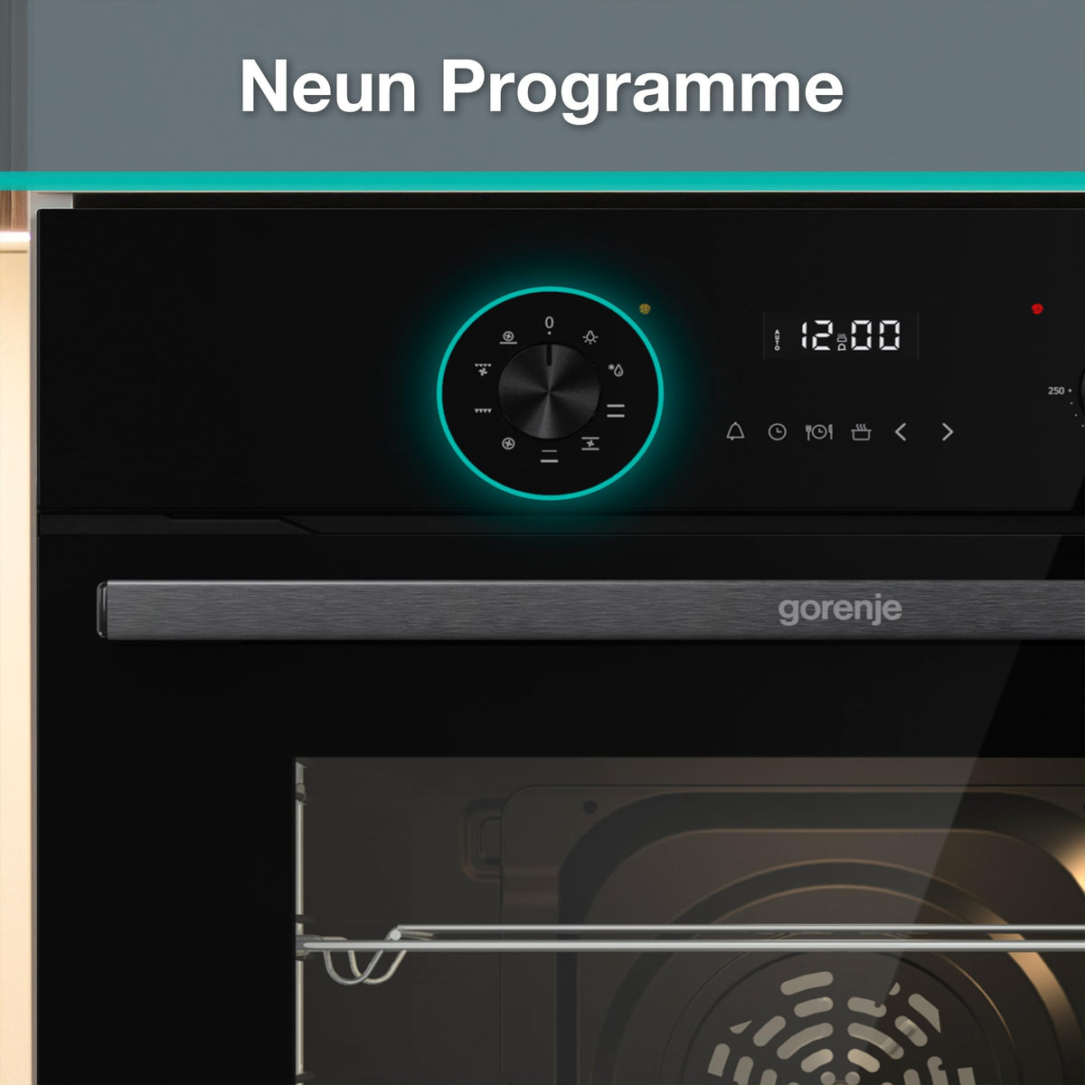 Gorenje Einbauherd-Set Heißluft Inox Set 4 mit Glaskeramik-Kochfeld / 77L / ExtraSteam / GentleClose & Open