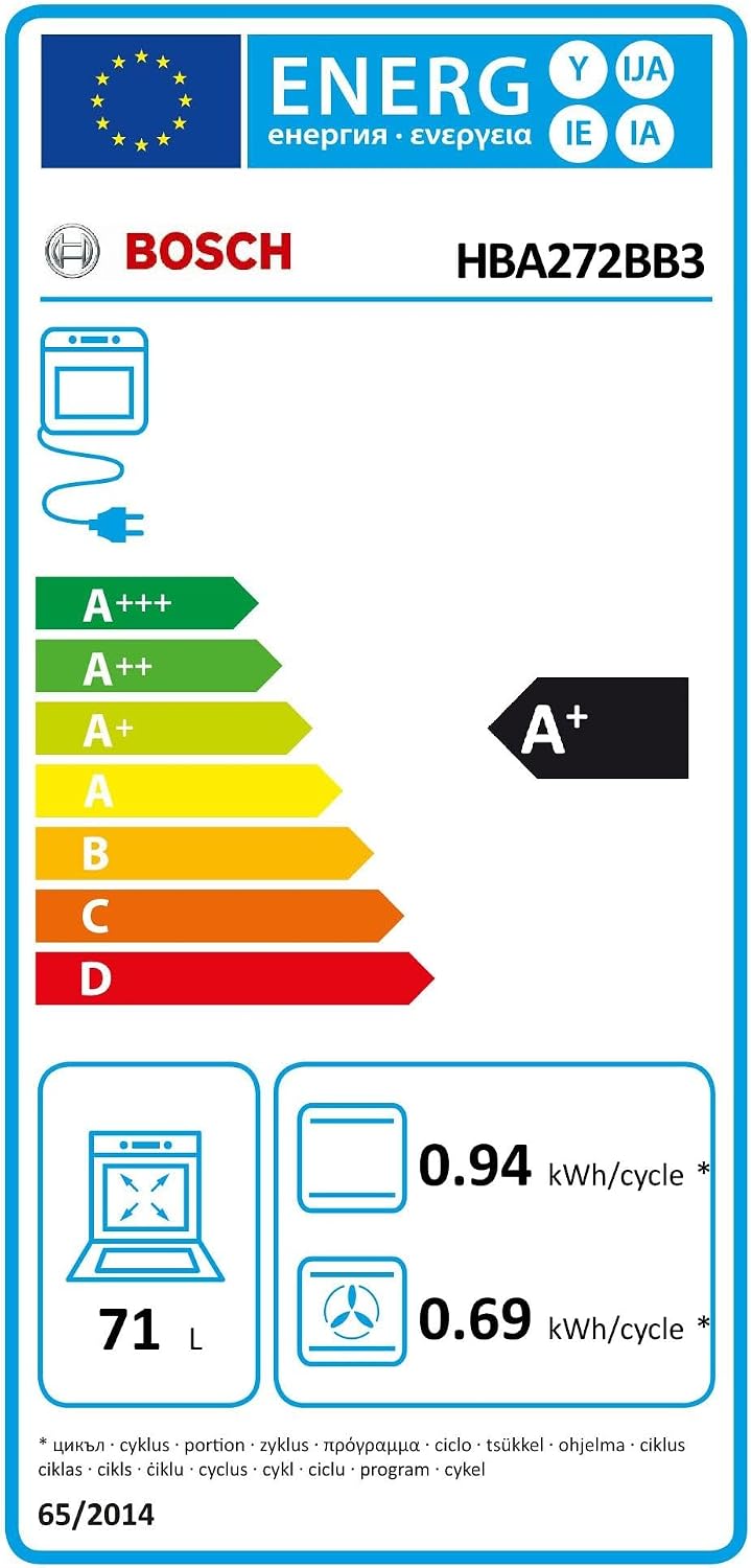 Bosch HBA272BB3, Stiftung Warentest GUT (2,0)*, Serie 4 Einbau-Backofen 60 x 60 cm, Pyrolyse-Selbstreinigung & Hydrolyse
