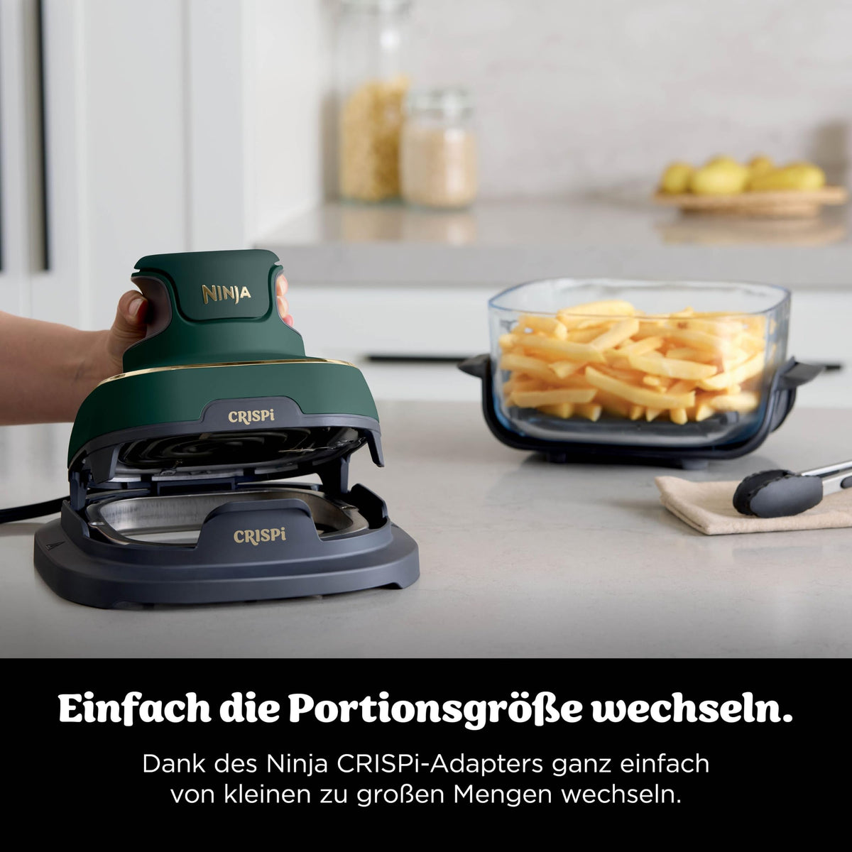 Ninja CRISPi tragbare Heißluftfritteuse, 3,8 l, 4-in-1, 1700 W, Stein