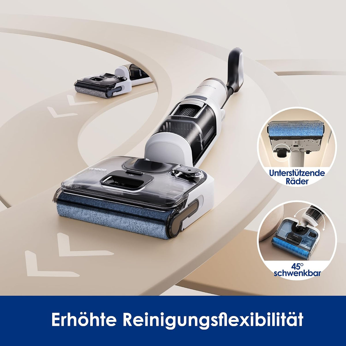 Tineco Floor One Stretch S6 Nass Trockensauger, 20Kpa,180°-Flachdesign