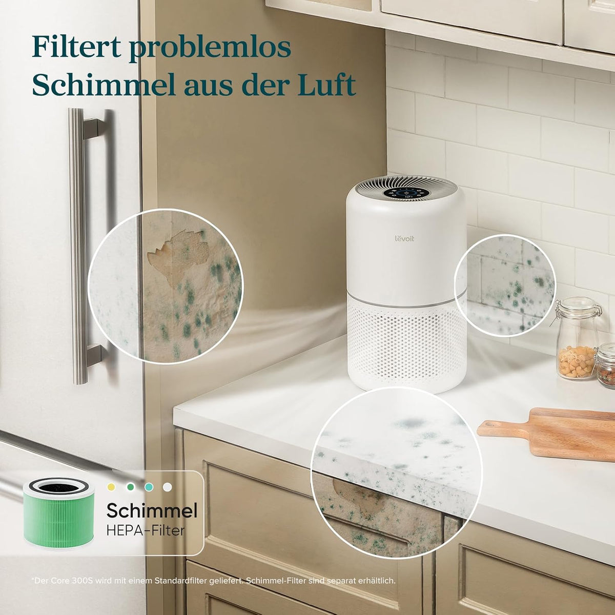Levoit Core 300S Luftreiniger Allergiker mit APP, Auto-Modus, bis 50γ‘, WeiΓ