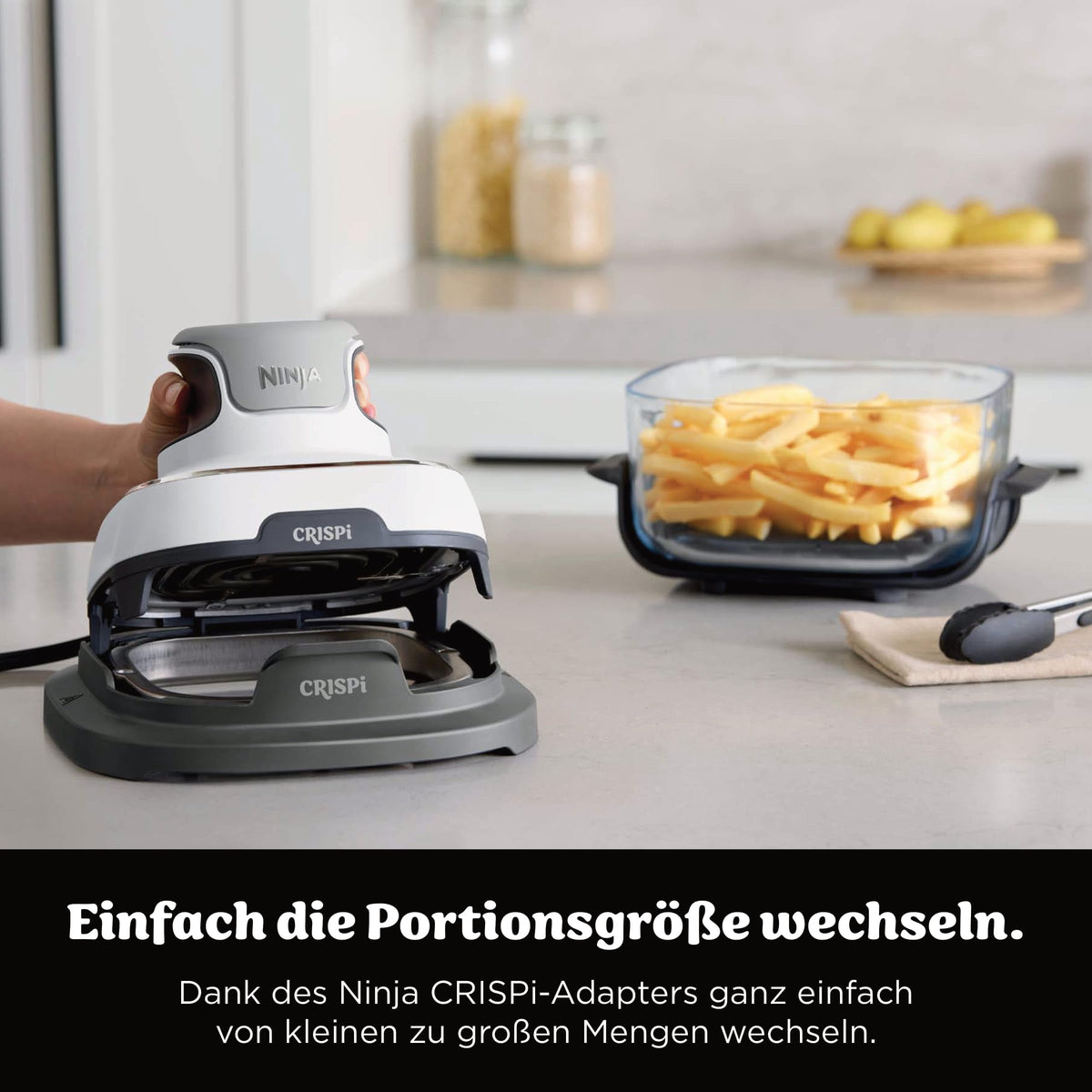 Ninja CRISPi tragbare Heißluftfritteuse, 3,8 l, 4-in-1, 1700 W, Stein
