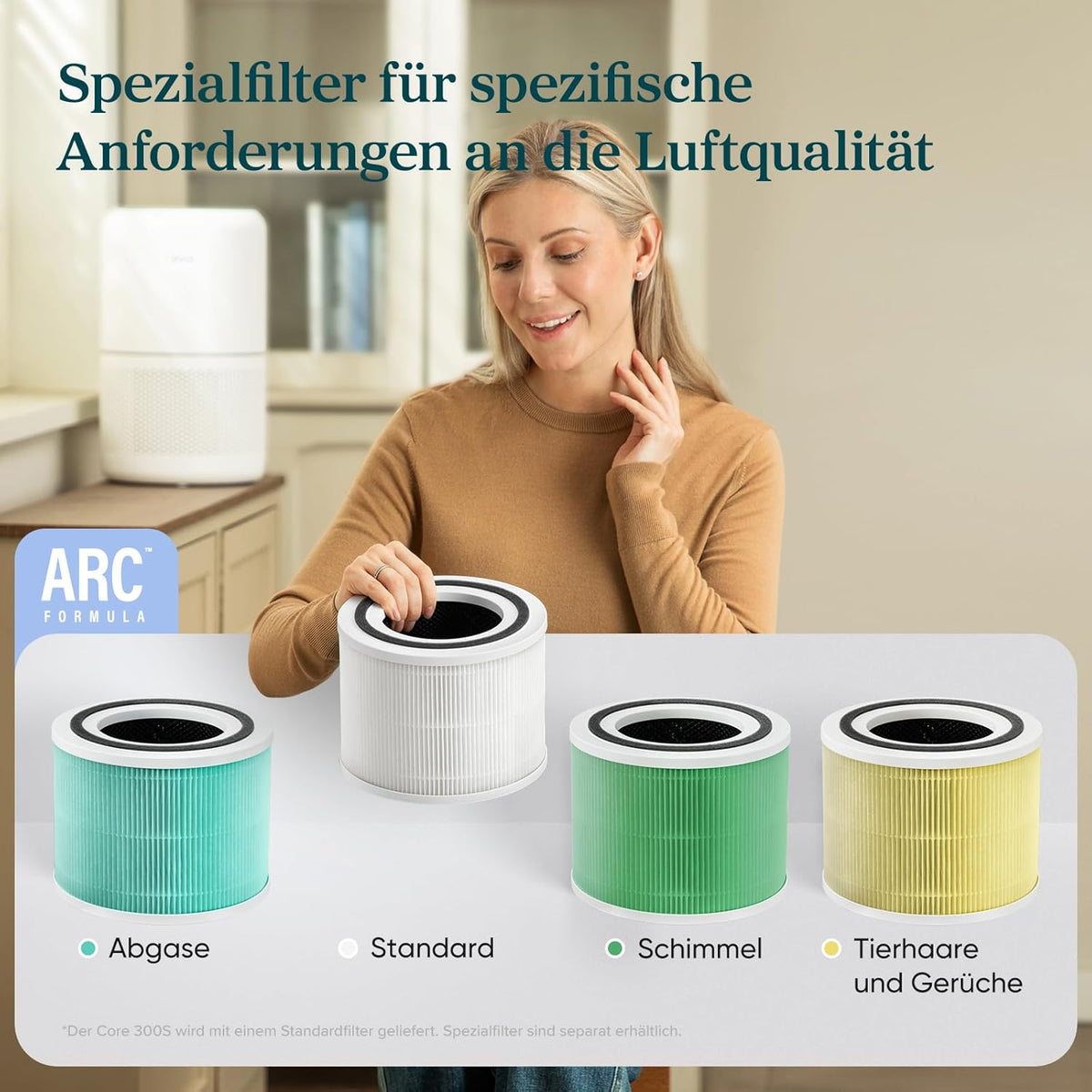 Levoit Core 300S Luftreiniger Allergiker mit APP, Auto-Modus, bis 50γ‘, WeiΓ