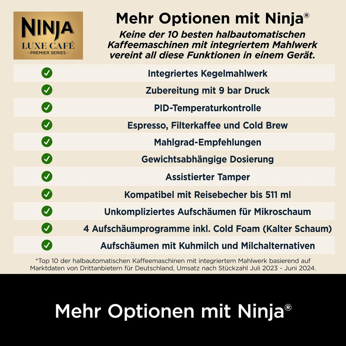 Ninja Luxe Premier 3-in-1 Kaffeemaschine, Espresso & Cold Brew, Grau-Metall