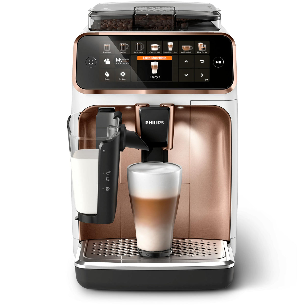 PHILIPS Kaffeevollautomat LatteGo 5400 Serie, Chrom, 12 Spezialitäten