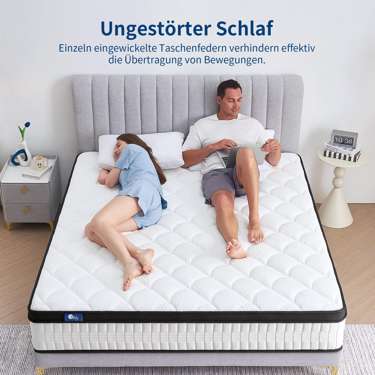 Matratze 180x200 cm Höhe 24cm, H3 H4 Mittelfest Orthopädische 7-Zonen Federkernmatratze 180x200 mit Komfortschaum Öko-Tex Zertifiziert
