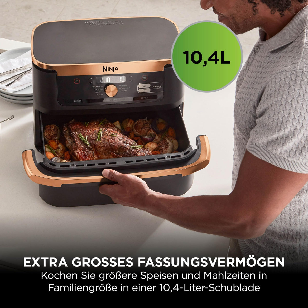Ninja Foodi FlexDrawer Heißluftfritteuse, 10,4 L, Dual Zone, Schwarz