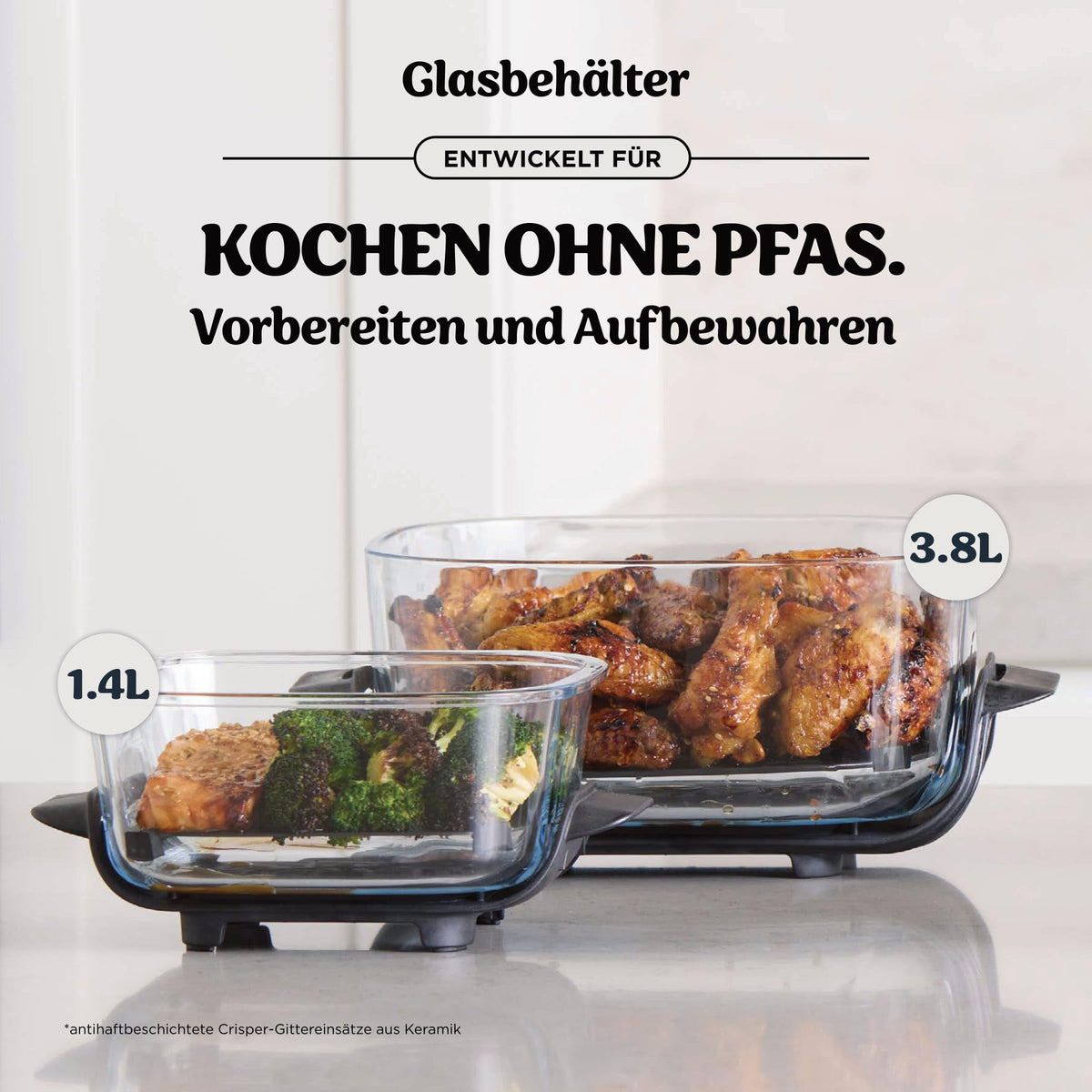 Ninja CRISPi tragbare Heißluftfritteuse, 3,8 l, 4-in-1, 1700 W, Stein