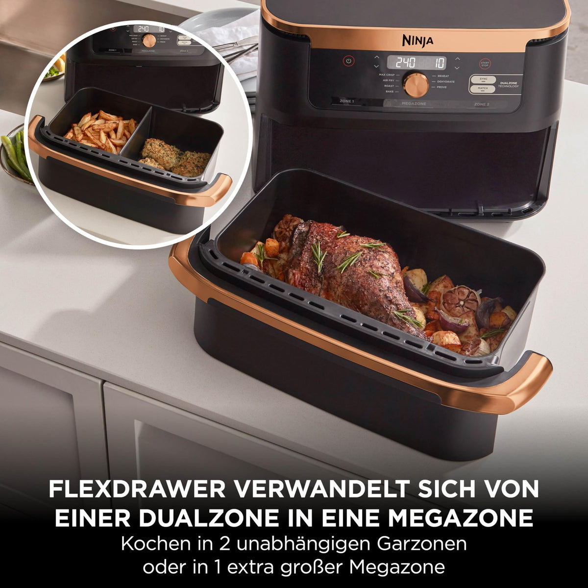 Ninja Foodi FlexDrawer Heißluftfritteuse, 10,4 L, Dual Zone, Schwarz