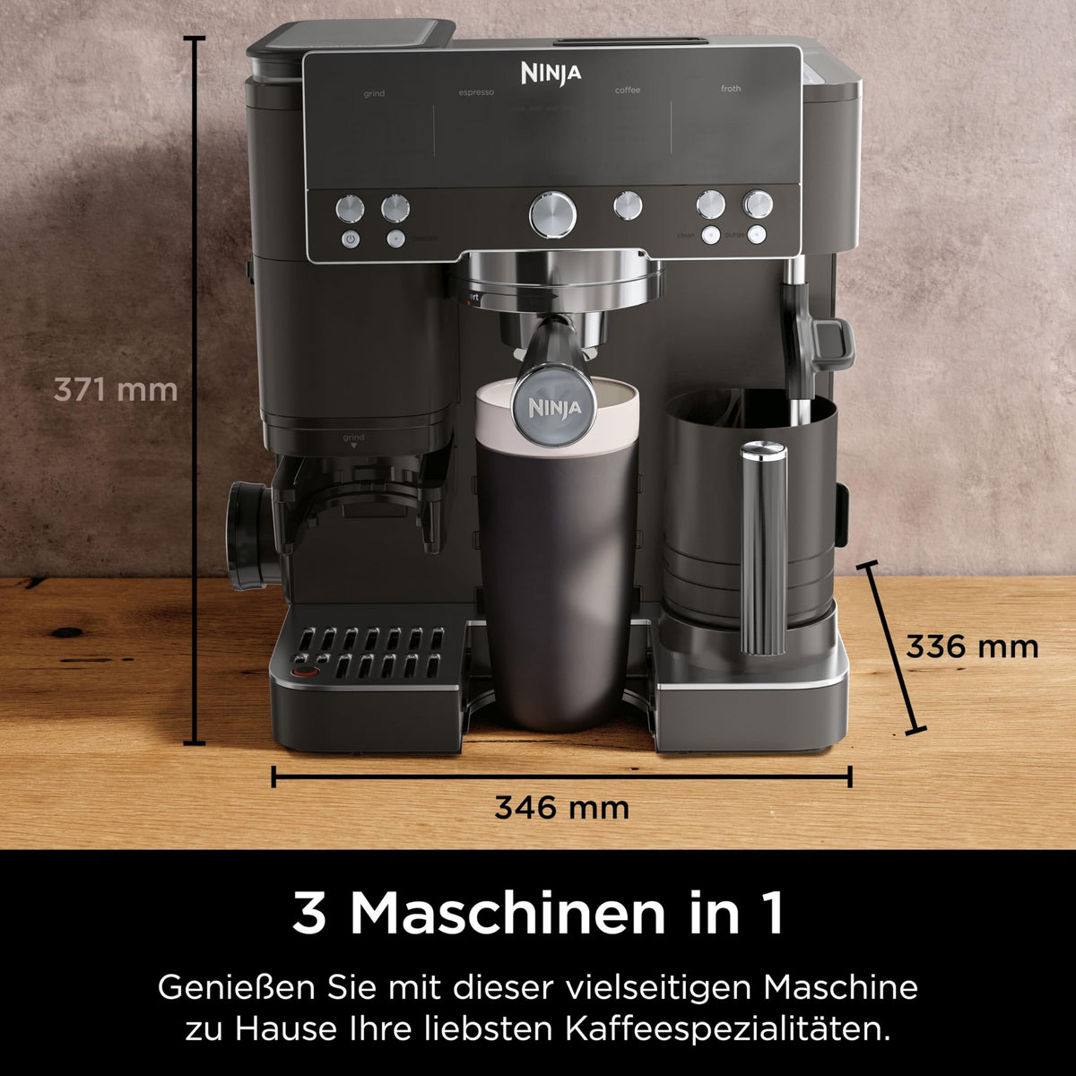 Ninja Luxe Premier 3-in-1 Kaffeemaschine, Espresso & Cold Brew, Grau-Metall
