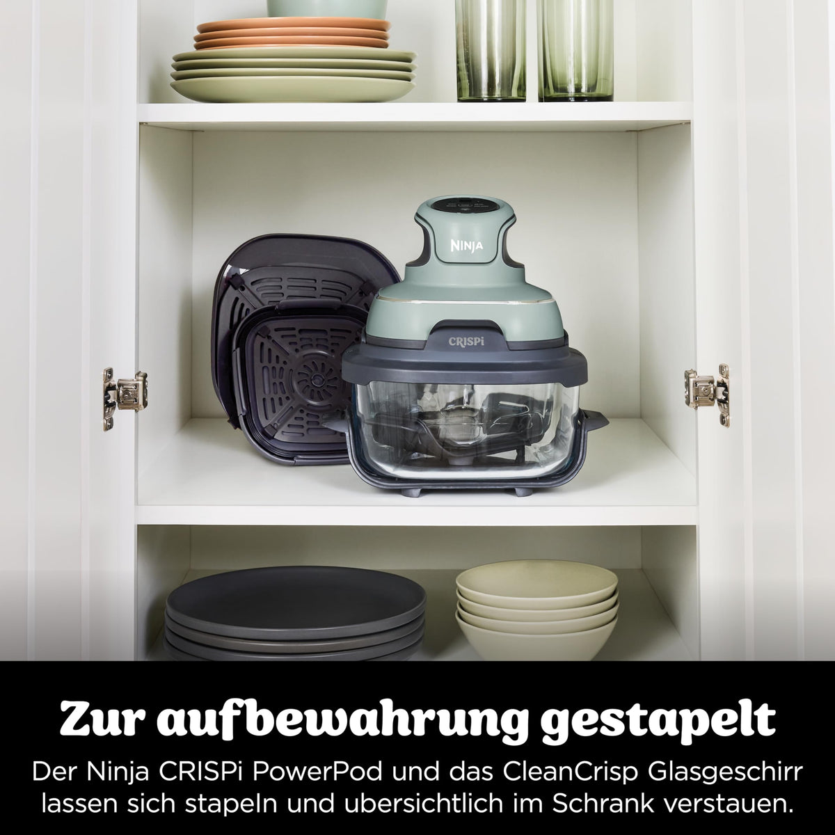 Ninja CRISPi tragbare Heißluftfritteuse, 3,8 l, 4-in-1, 1700 W, Stein