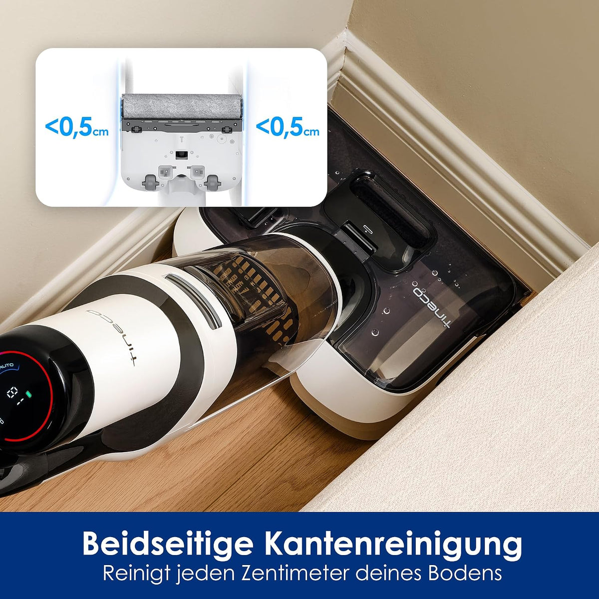 Tineco Floor One Stretch S6 Nass Trockensauger, 20Kpa,180°-Flachdesign