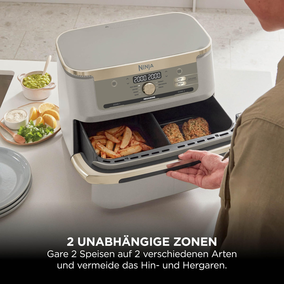 Ninja Foodi FlexDrawer Heißluftfritteuse, 10,4 L, Dual Zone, Schwarz