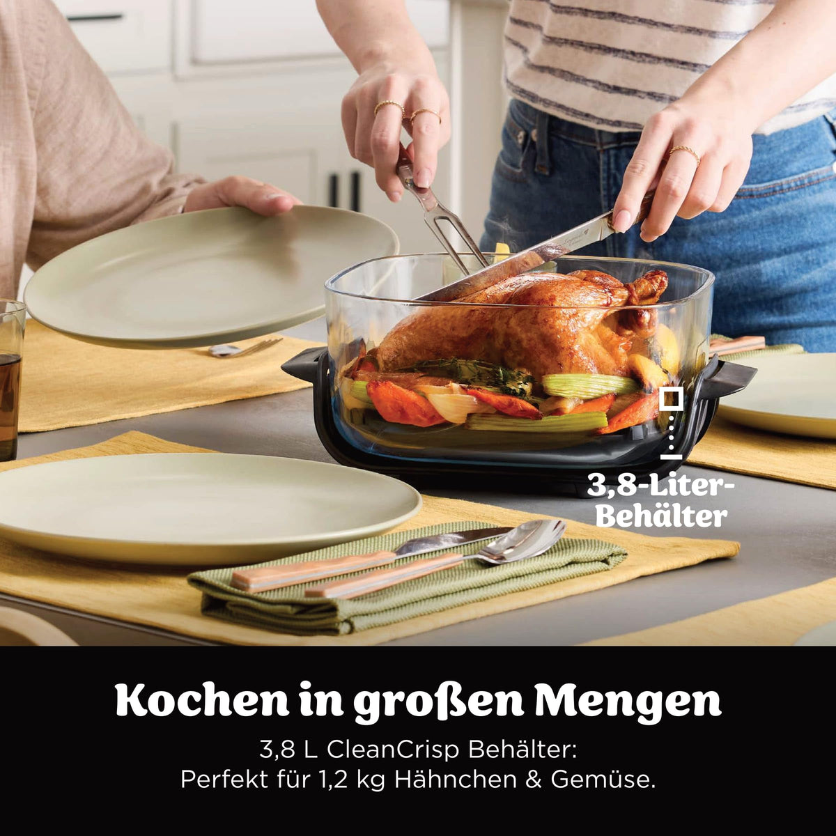 Ninja CRISPi tragbare Heißluftfritteuse, 3,8 l, 4-in-1, 1700 W, Stein