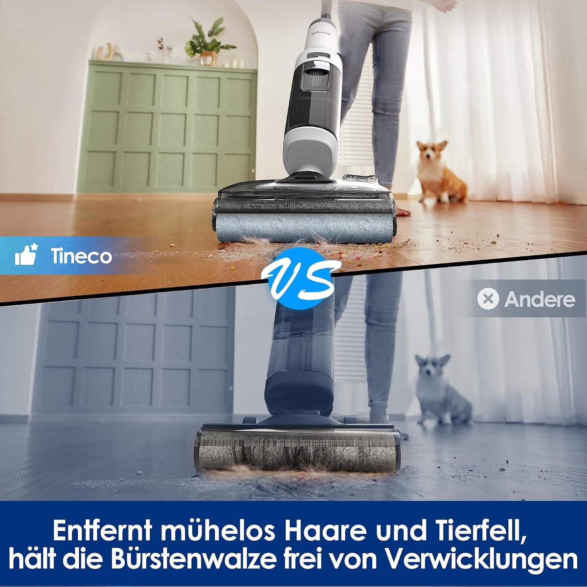Tineco Floor One Stretch S6 Nass Trockensauger, 20Kpa,180°-Flachdesign