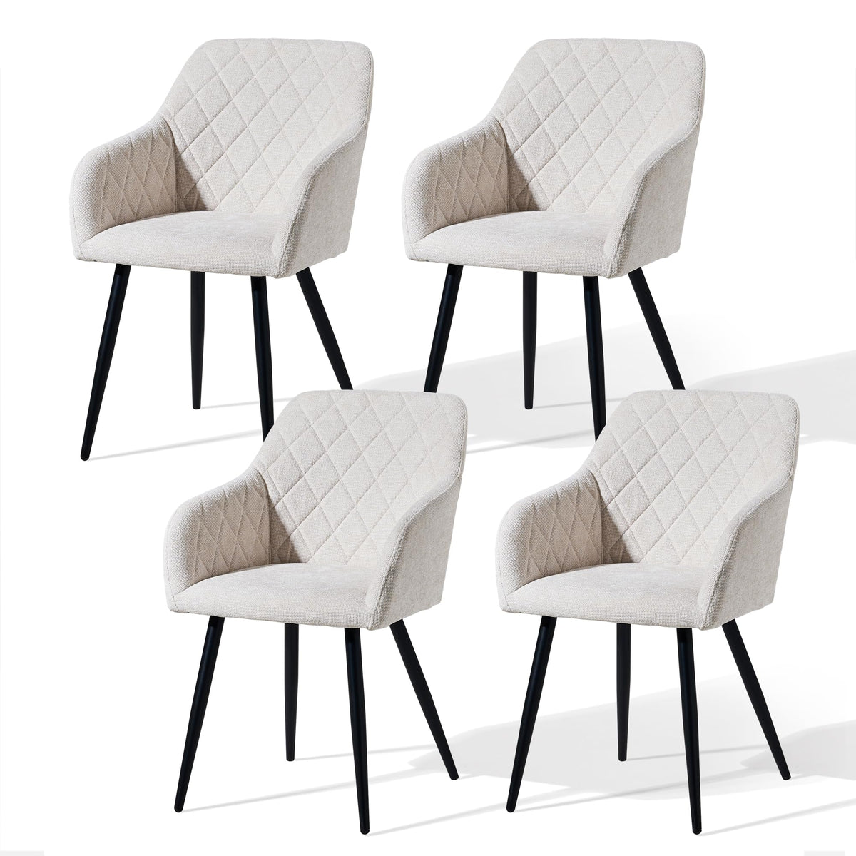 CLIPOP Esszimmerstühle 4er Set, Küchenstühle Grau Kunstlederstoff stühle Polsterstühle mit Armlehne Metallbeine Polstersessel Stühle für Esszimmer Küche (4, Kunstleder Grau)