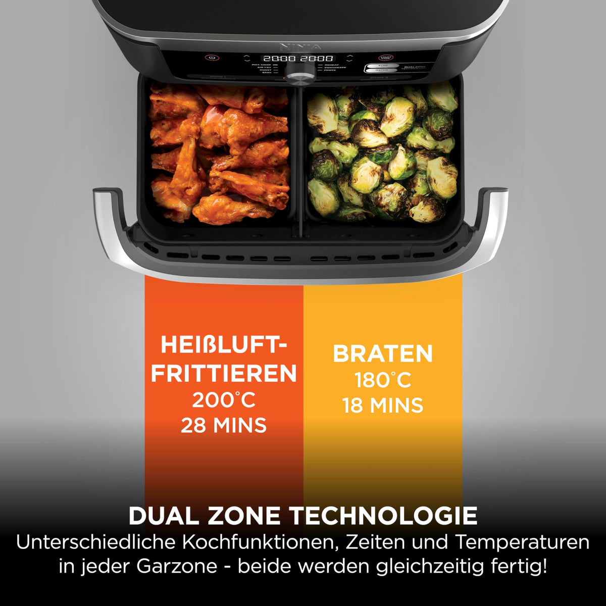 Ninja Foodi FlexDrawer Heißluftfritteuse, 10,4 L, Dual Zone, Schwarz