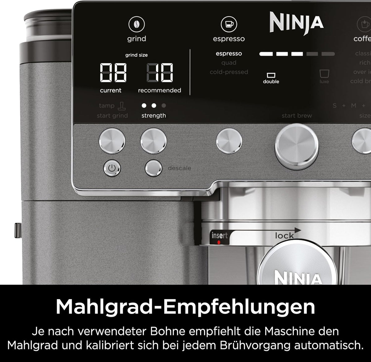 Ninja Luxe Premier 3-in-1 Kaffeemaschine, Espresso & Cold Brew, Grau-Metall