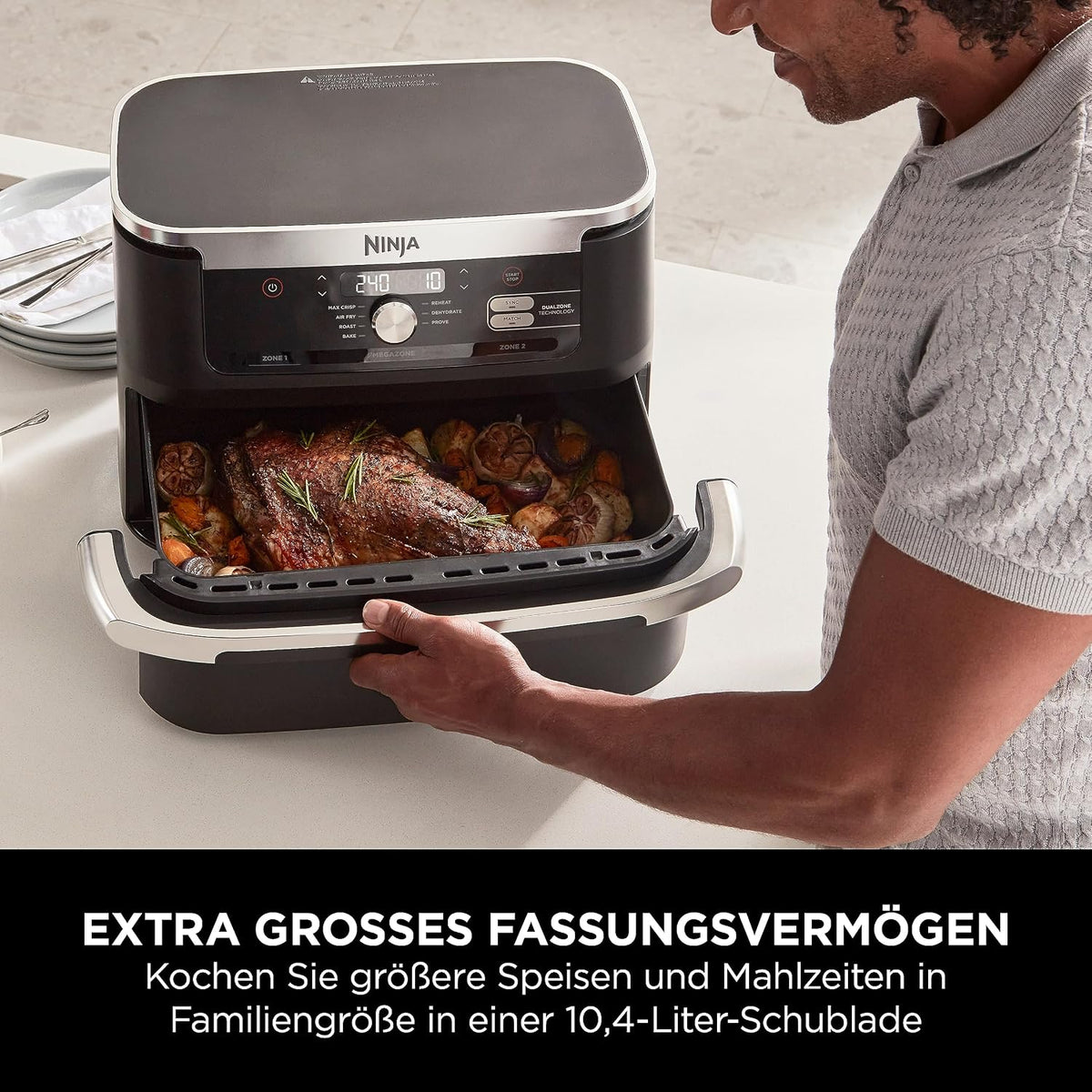 Ninja Foodi FlexDrawer Heißluftfritteuse, 10,4 L, Dual Zone, Schwarz