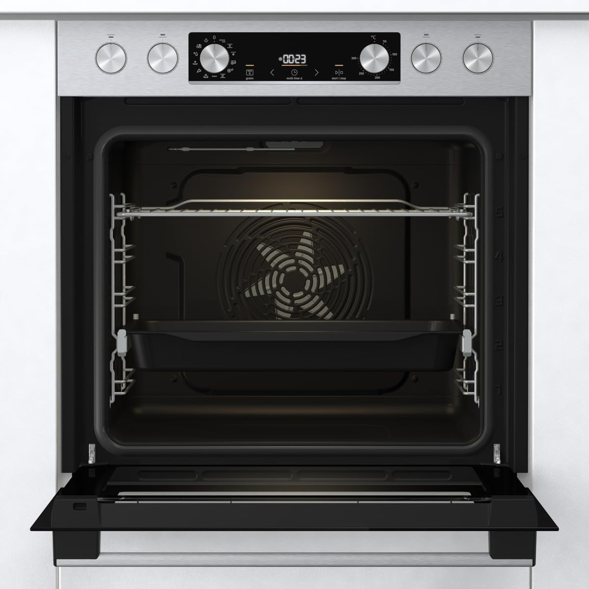Gorenje Einbauherd-Set Heißluft Inox Set 4 mit Glaskeramik-Kochfeld / 77L / ExtraSteam / GentleClose & Open
