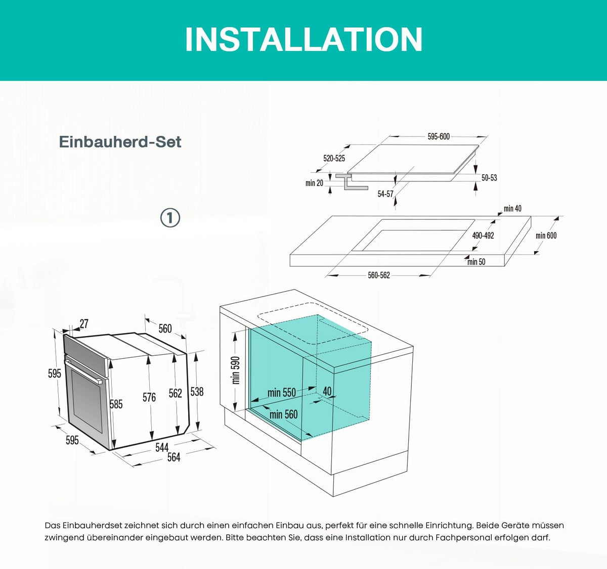Gorenje Einbauherd-Set Heißluft Inox Set 4 mit Glaskeramik-Kochfeld / 77L / ExtraSteam / GentleClose & Open