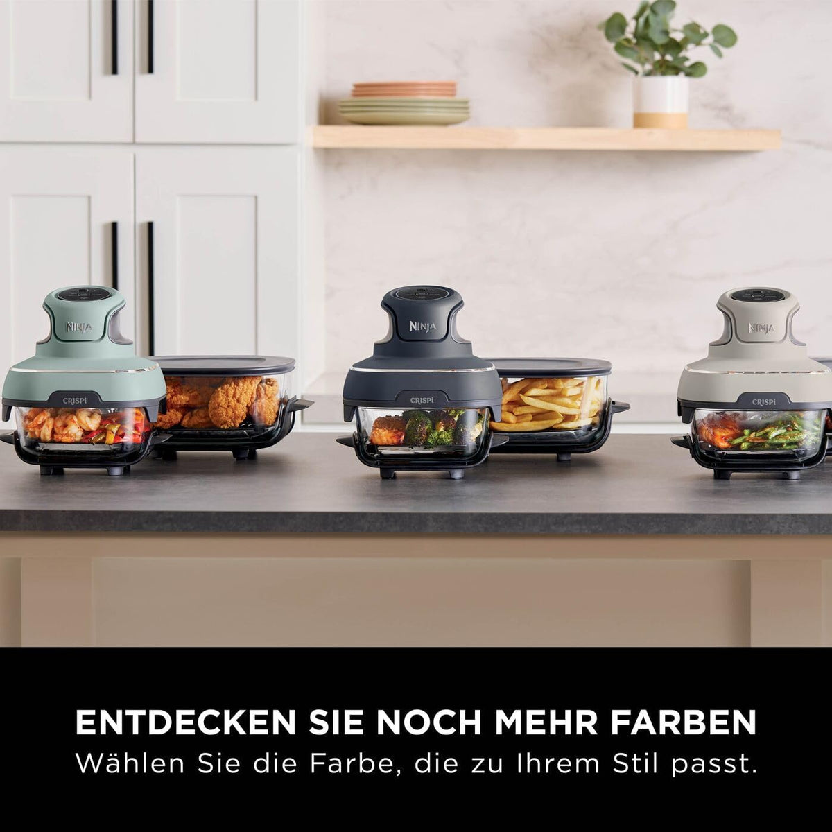 Ninja CRISPi tragbare Heißluftfritteuse, 3,8 l, 4-in-1, 1700 W, Stein