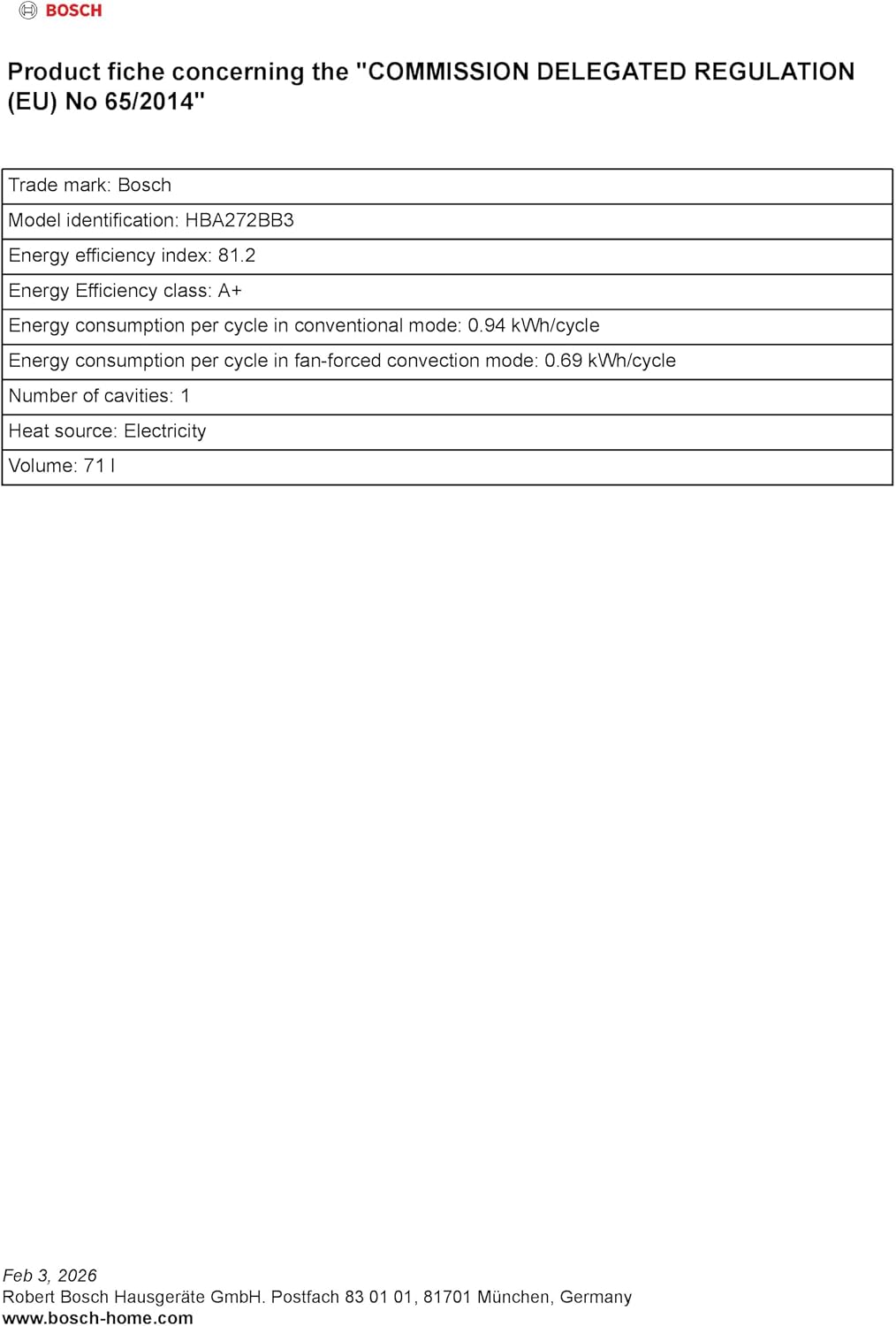 Bosch HBA272BB3, Stiftung Warentest GUT (2,0)*, Serie 4 Einbau-Backofen 60 x 60 cm, Pyrolyse-Selbstreinigung & Hydrolyse
