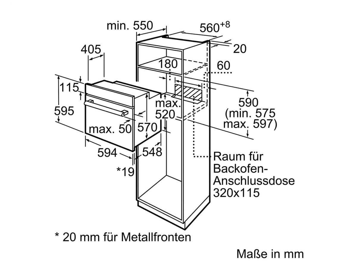 Bosch HBA272BB3, Stiftung Warentest GUT (2,0)*, Serie 4 Einbau-Backofen 60 x 60 cm, Pyrolyse-Selbstreinigung & Hydrolyse
