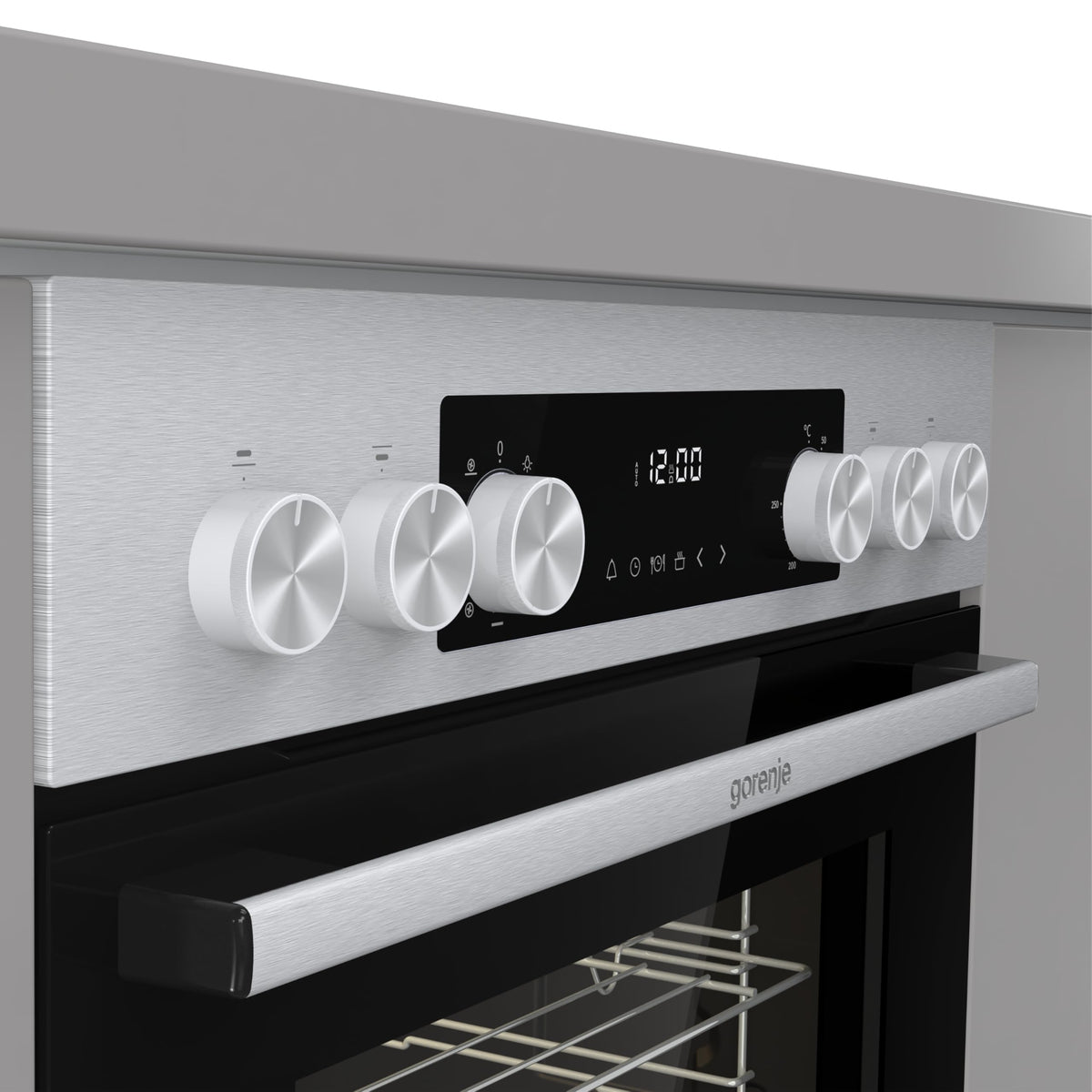 Gorenje Einbauherd-Set Heißluft Inox Set 4 mit Glaskeramik-Kochfeld / 77L / ExtraSteam / GentleClose & Open