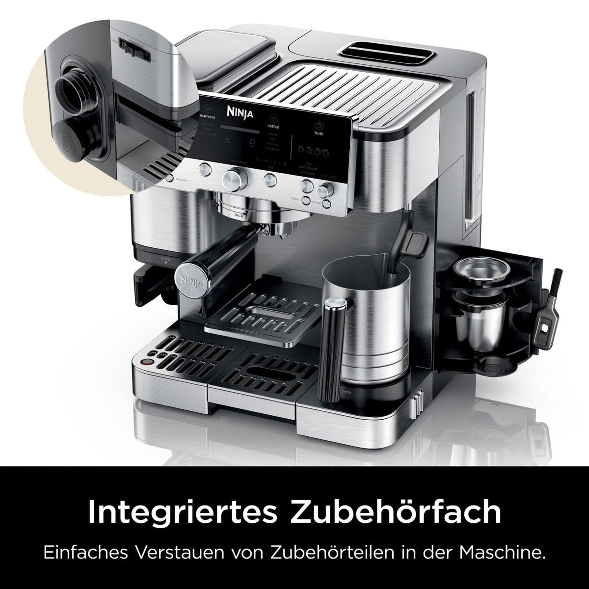 Ninja Luxe Premier 3-in-1 Kaffeemaschine, Espresso & Cold Brew, Grau-Metall