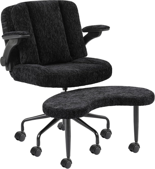 Pipersong Criss Cross Bürostuhl Ergonomisch mit Fußstütze & Rollen, Schreibtischstuhl mit verstellbaren Armlehnen