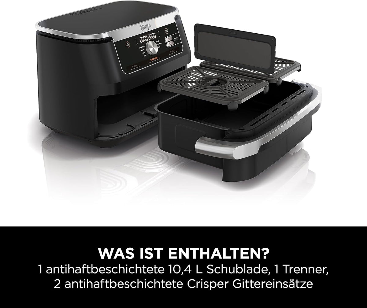 Ninja Foodi FlexDrawer Heißluftfritteuse, 10,4 L, Dual Zone, Schwarz