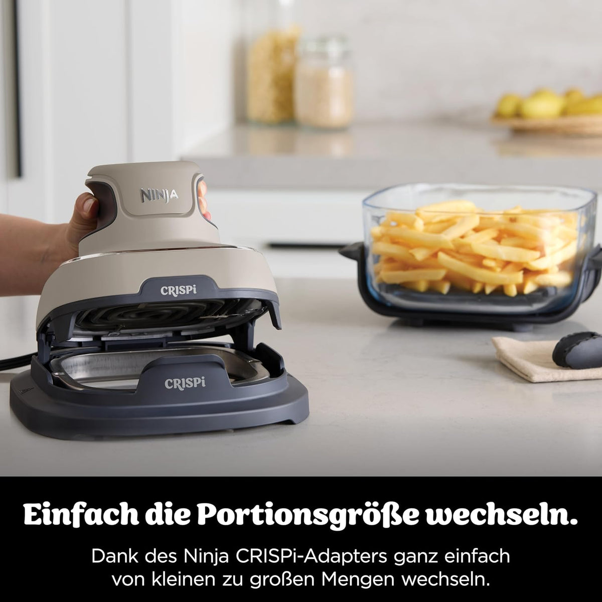 Ninja CRISPi tragbare Heißluftfritteuse, 3,8 l, 4-in-1, 1700 W, Stein