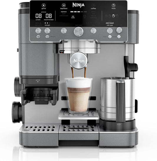 Ninja Luxe Premier 3-in-1 Kaffeemaschine, Espresso & Cold Brew, Grau-Metall