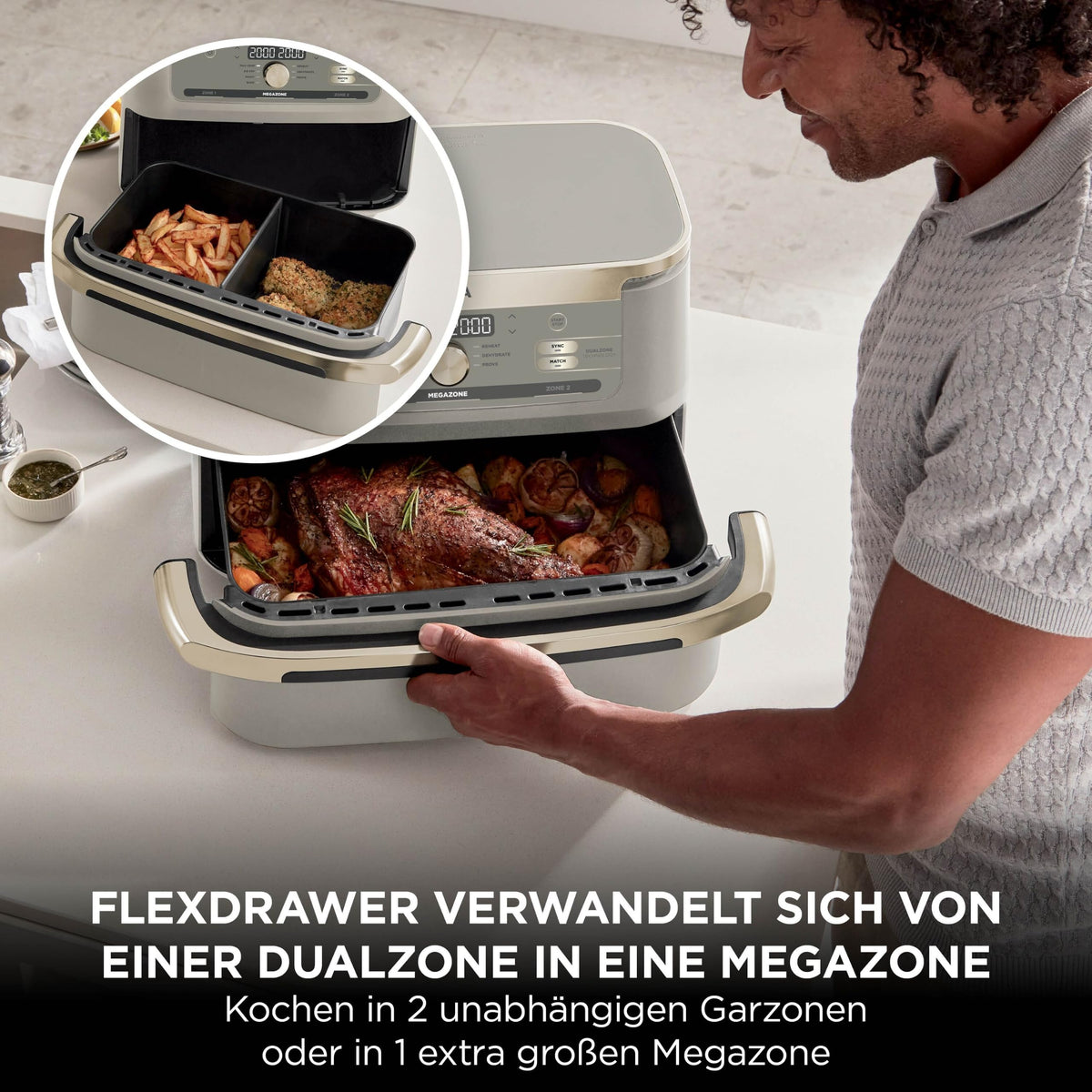 Ninja Foodi FlexDrawer Heißluftfritteuse, 10,4 L, Dual Zone, Schwarz