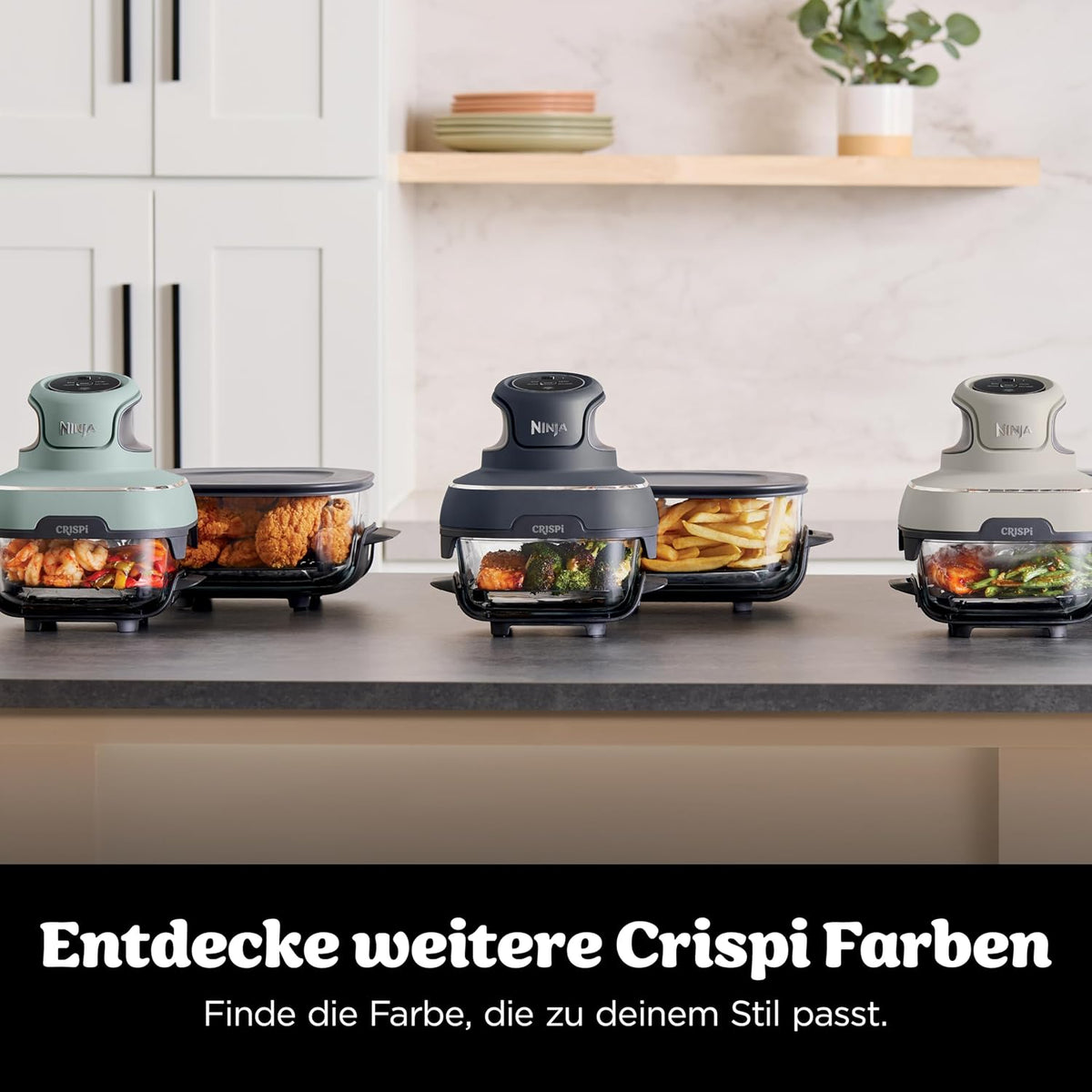 Ninja CRISPi tragbare Heißluftfritteuse, 3,8 l, 4-in-1, 1700 W, Stein