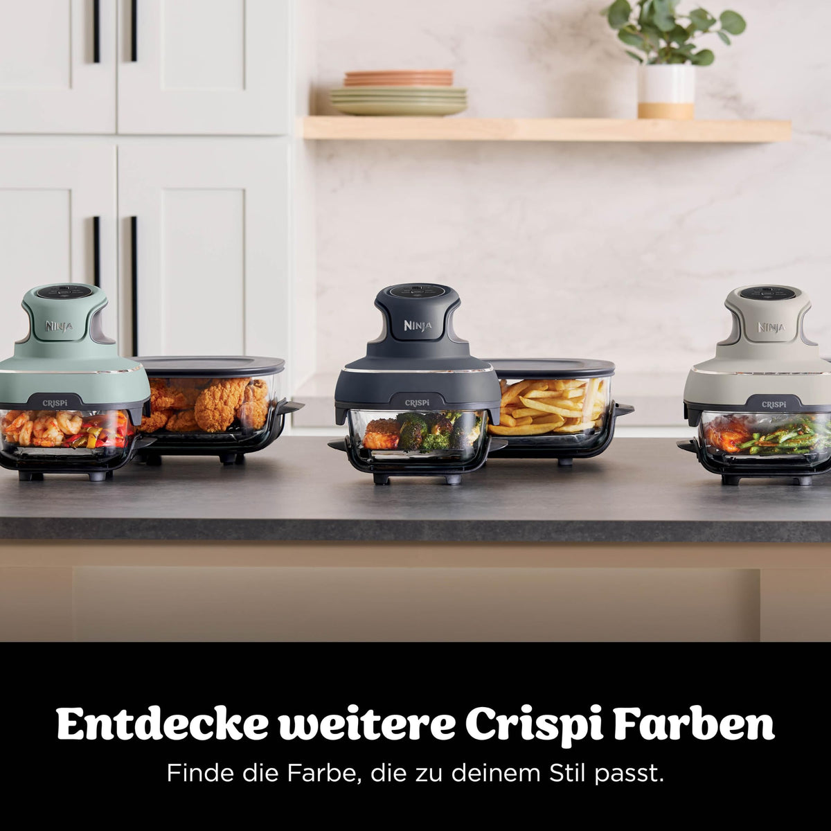 Ninja CRISPi tragbare Heißluftfritteuse, 3,8 l, 4-in-1, 1700 W, Stein