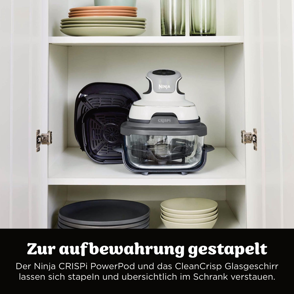 Ninja CRISPi tragbare Heißluftfritteuse, 3,8 l, 4-in-1, 1700 W, Stein
