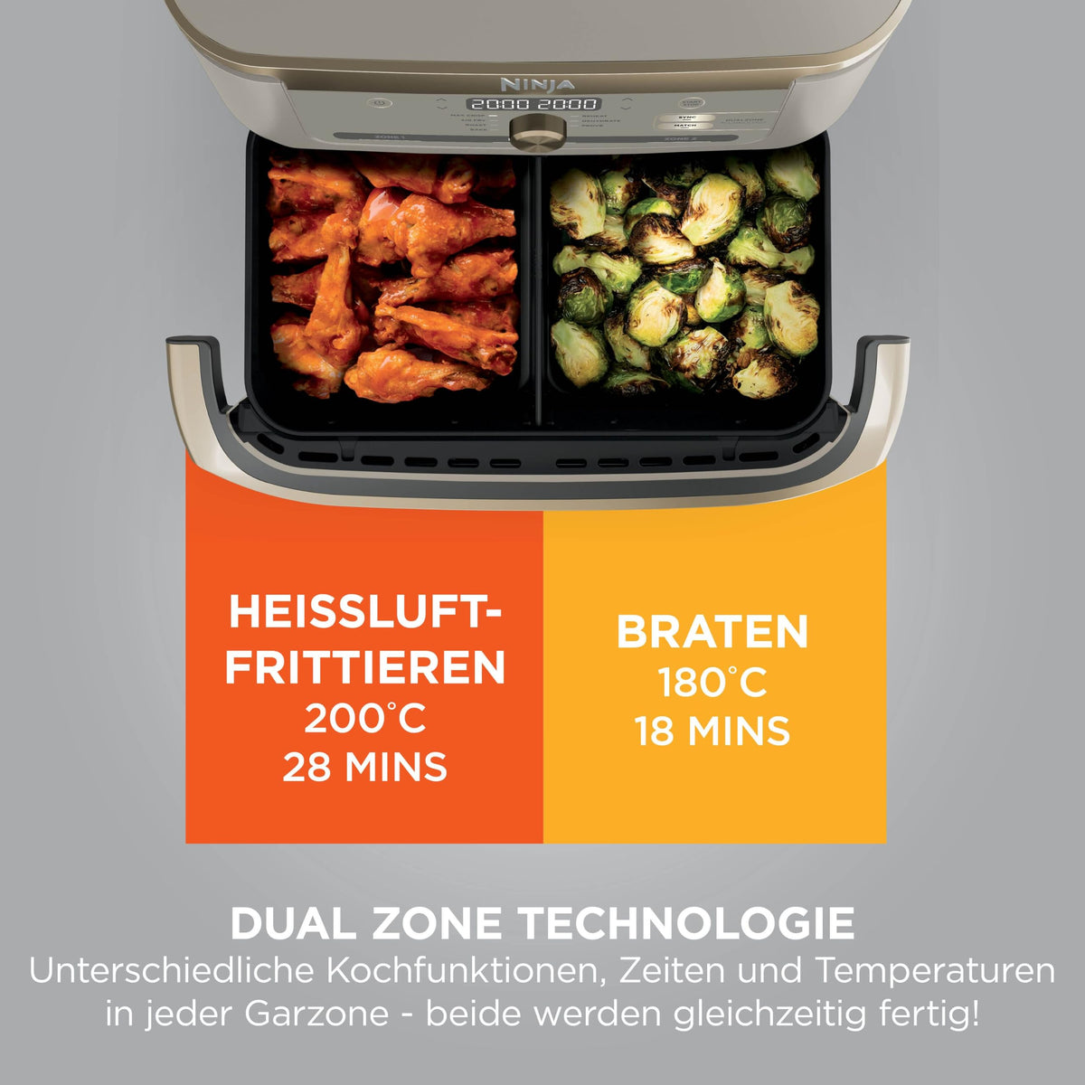 Ninja Foodi FlexDrawer Heißluftfritteuse, 10,4 L, Dual Zone, Schwarz