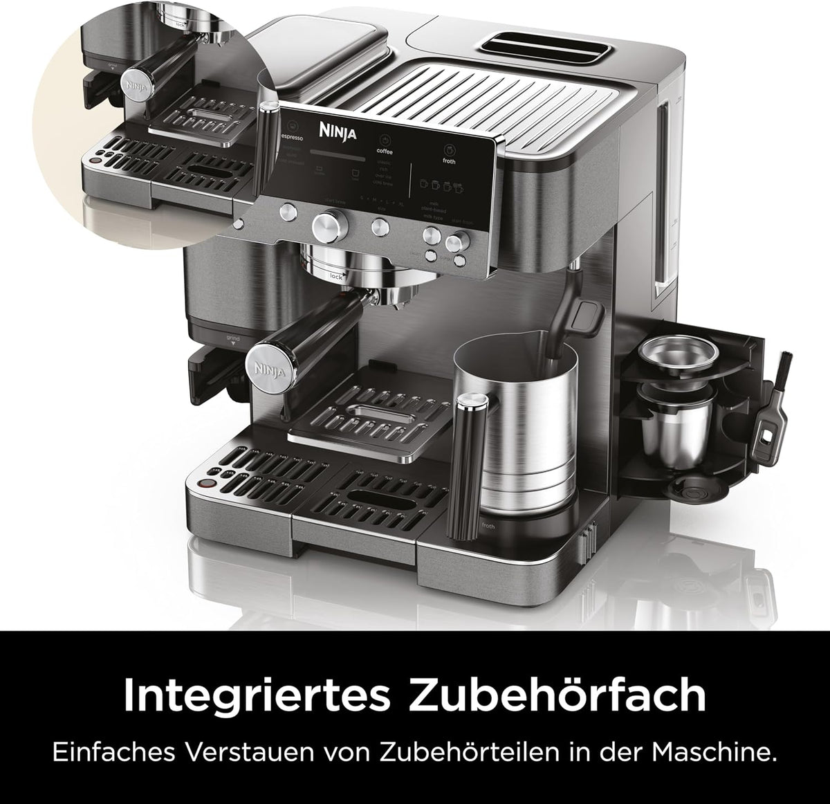 Ninja Luxe Premier 3-in-1 Kaffeemaschine, Espresso & Cold Brew, Grau-Metall