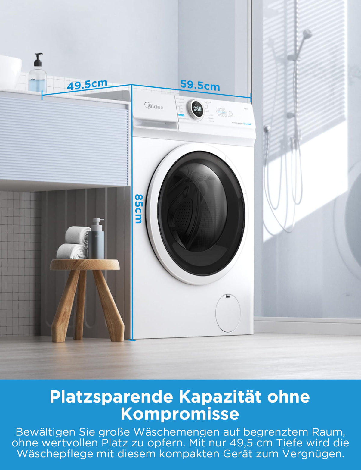 Midea Waschmaschine 7 kg Energieklasse A-10% 1400 U/Min Weiß MF10EW70BA10