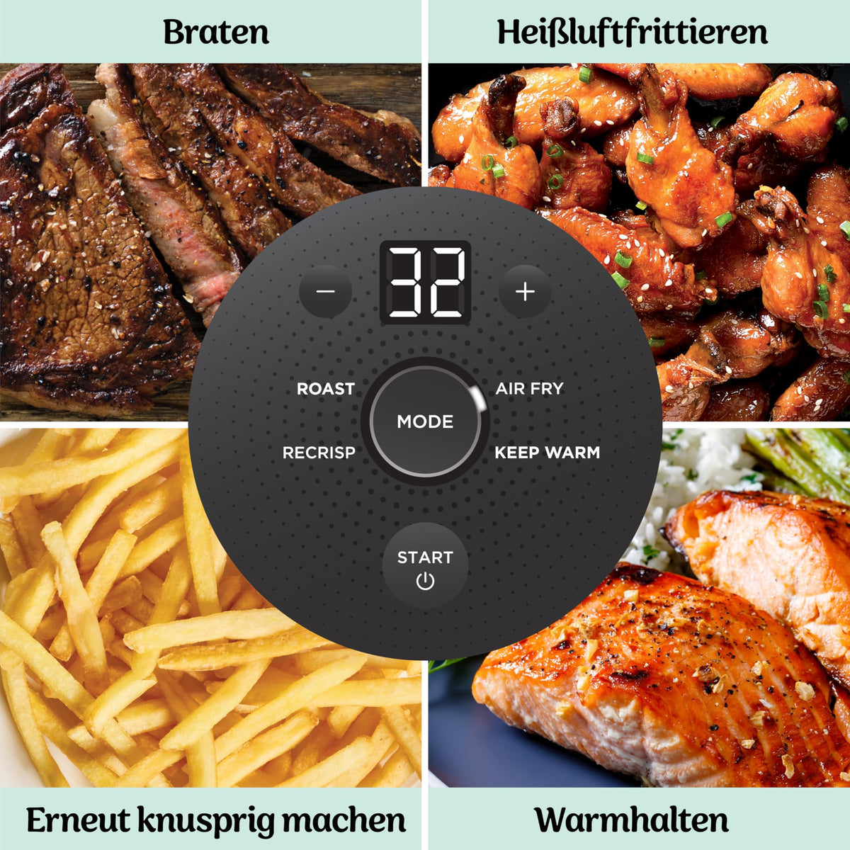 Ninja CRISPi tragbare Heißluftfritteuse, 3,8 l, 4-in-1, 1700 W, Stein