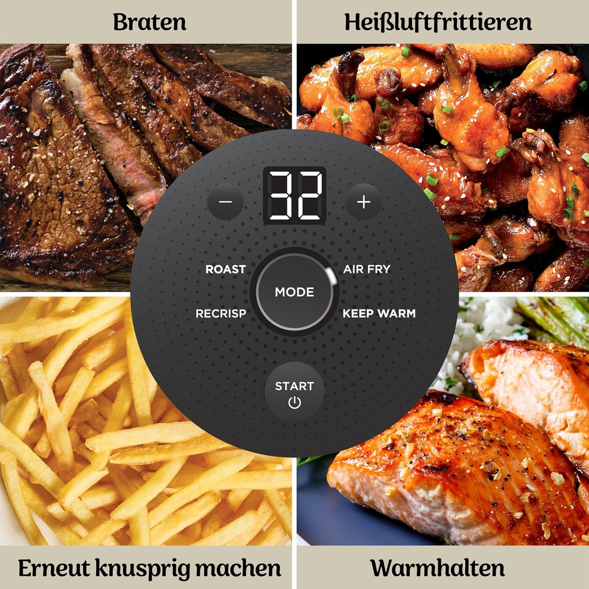 Ninja CRISPi tragbare Heißluftfritteuse, 3,8 l, 4-in-1, 1700 W, Stein